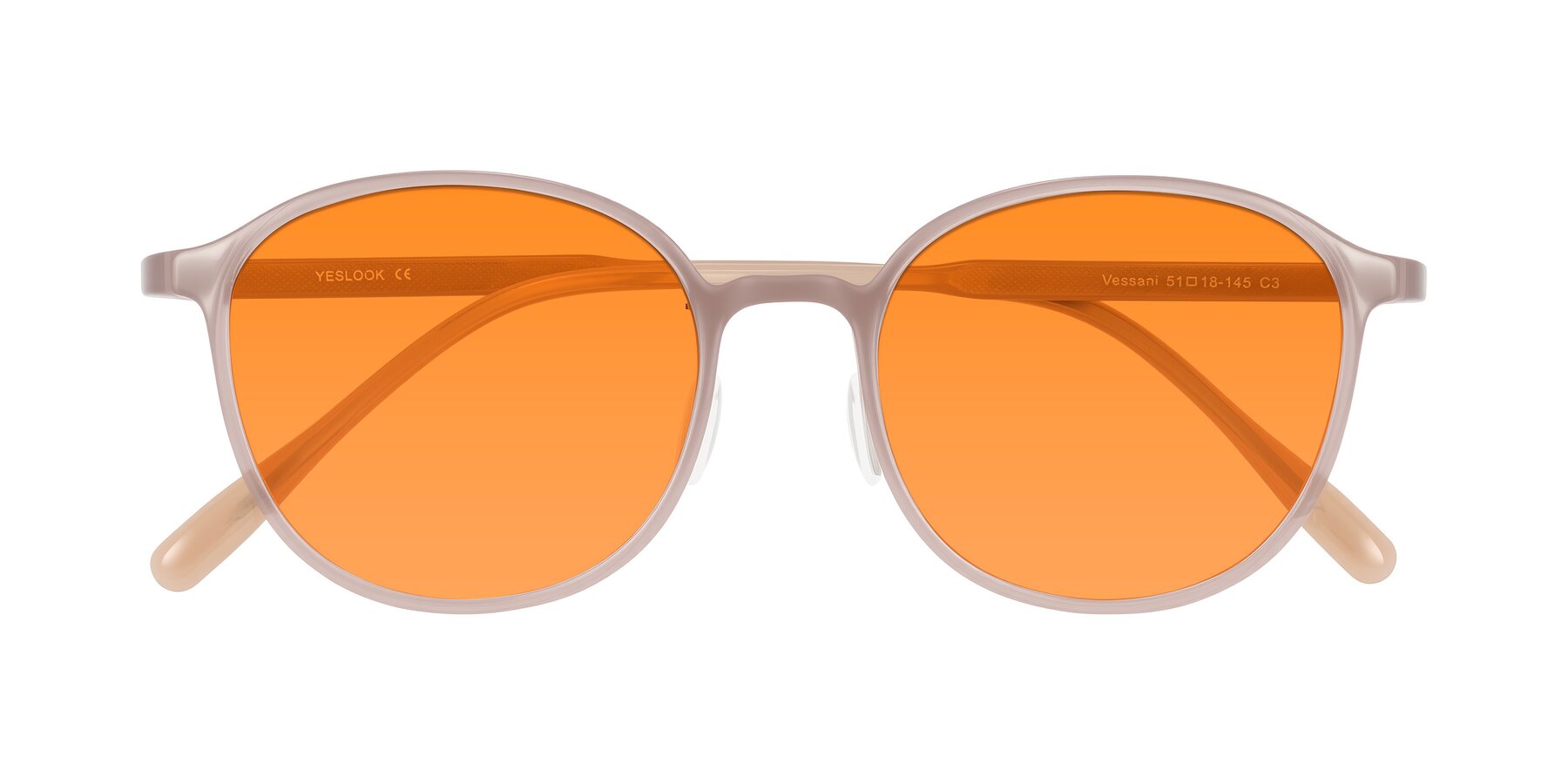 Folded Front of Vessani in Pastel Brown with Orange Tinted Lenses