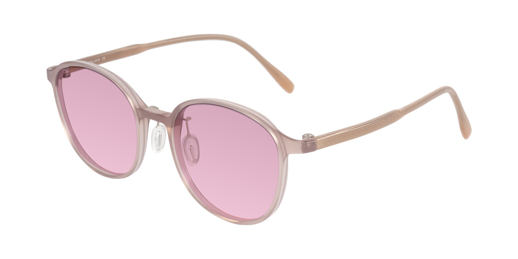 Angle of Vessani in Pastel Brown with Light Wine Tinted Lenses