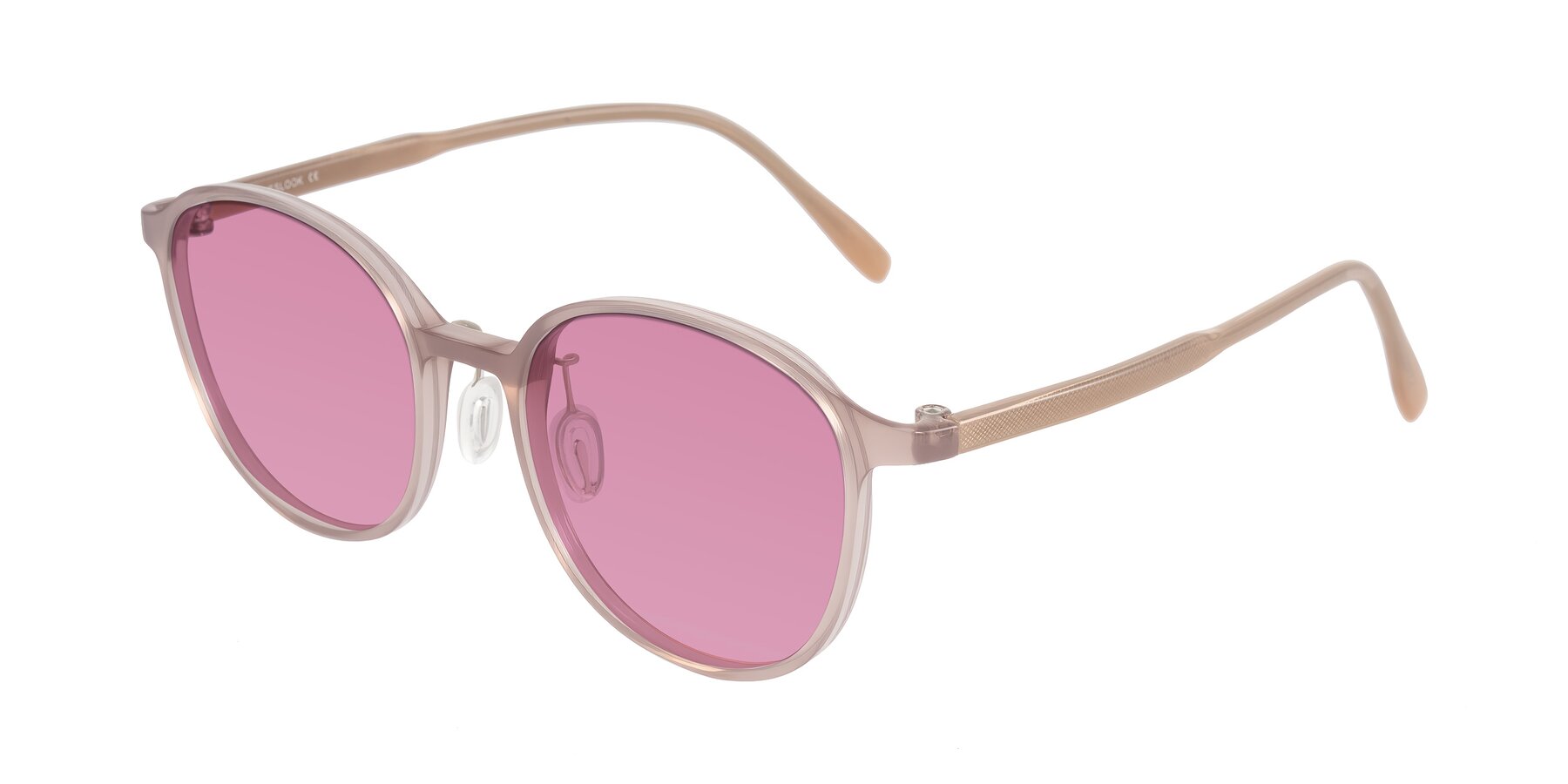 Angle of Vessani in Pastel Brown with Medium Wine Tinted Lenses