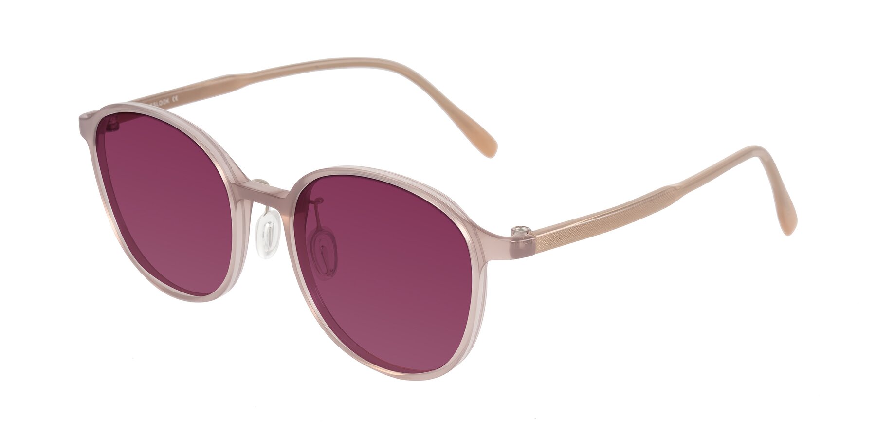Angle of Vessani in Pastel Brown with Wine Tinted Lenses