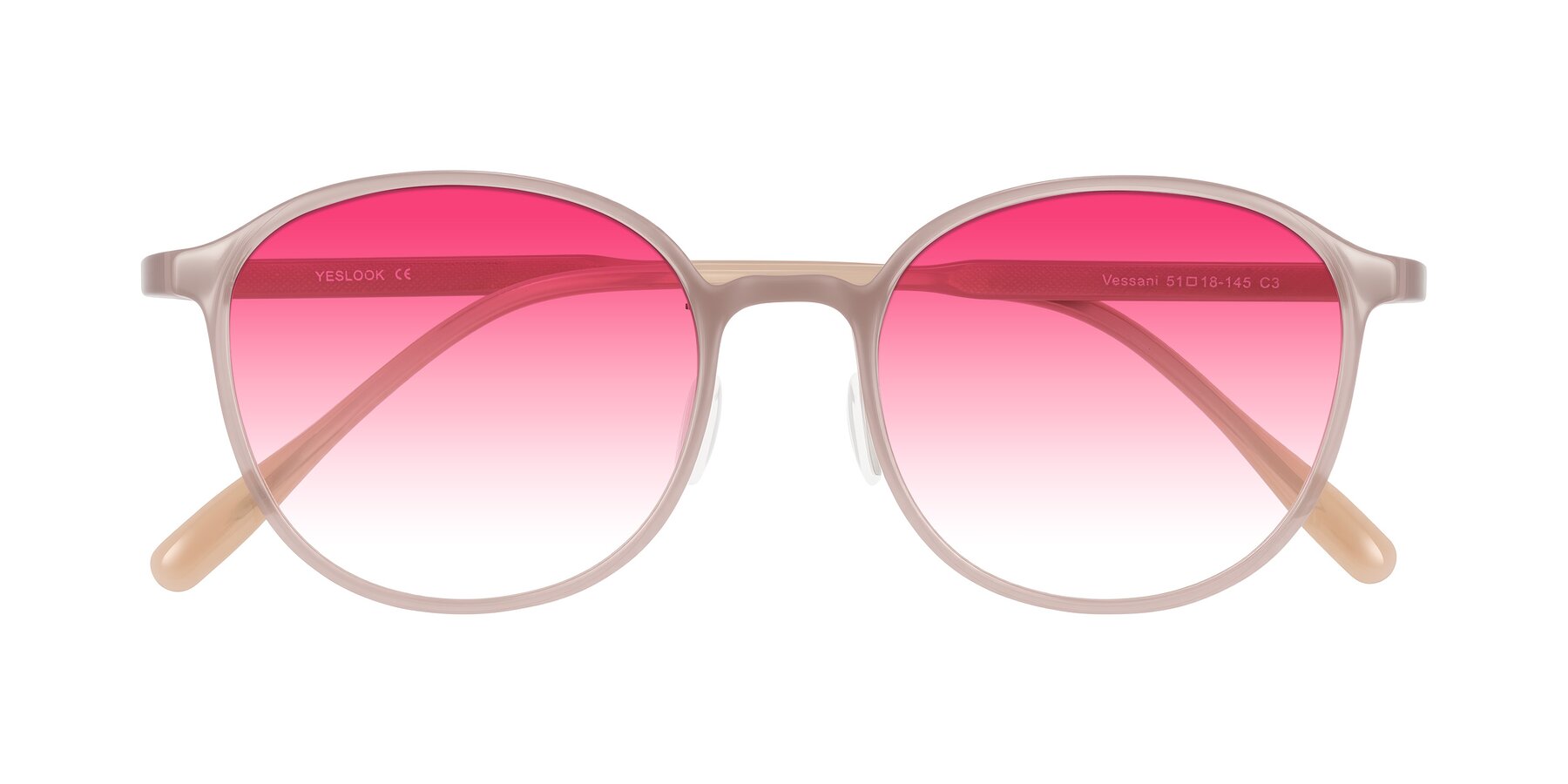 Folded Front of Vessani in Pastel Brown with Pink Gradient Lenses