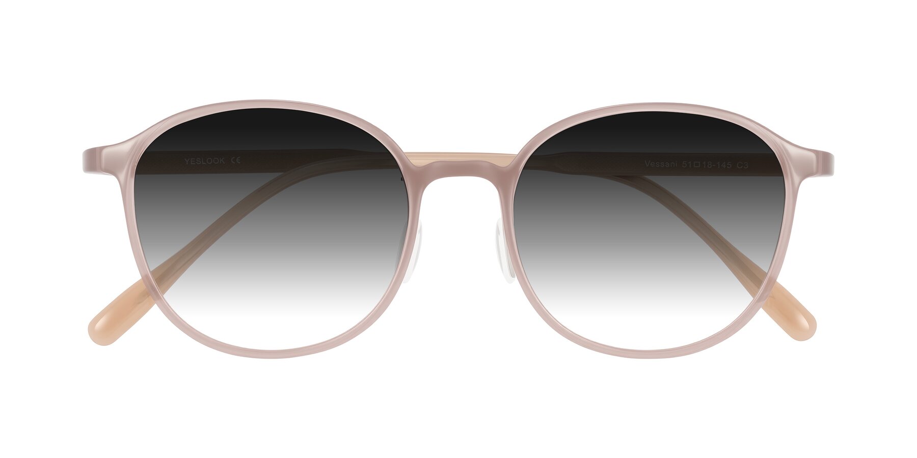 Folded Front of Vessani in Pastel Brown with Gray Gradient Lenses