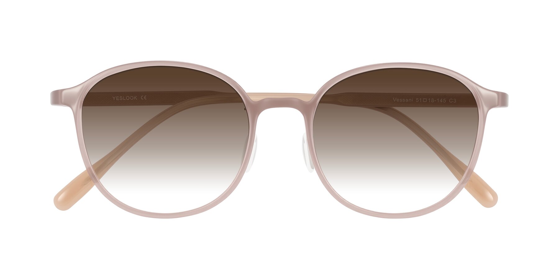 Folded Front of Vessani in Pastel Brown with Brown Gradient Lenses