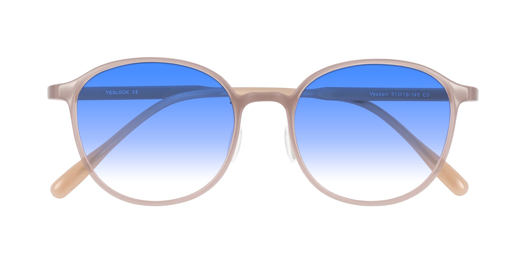 Folded Front of Vessani in Pastel Brown with Blue Gradient Lenses