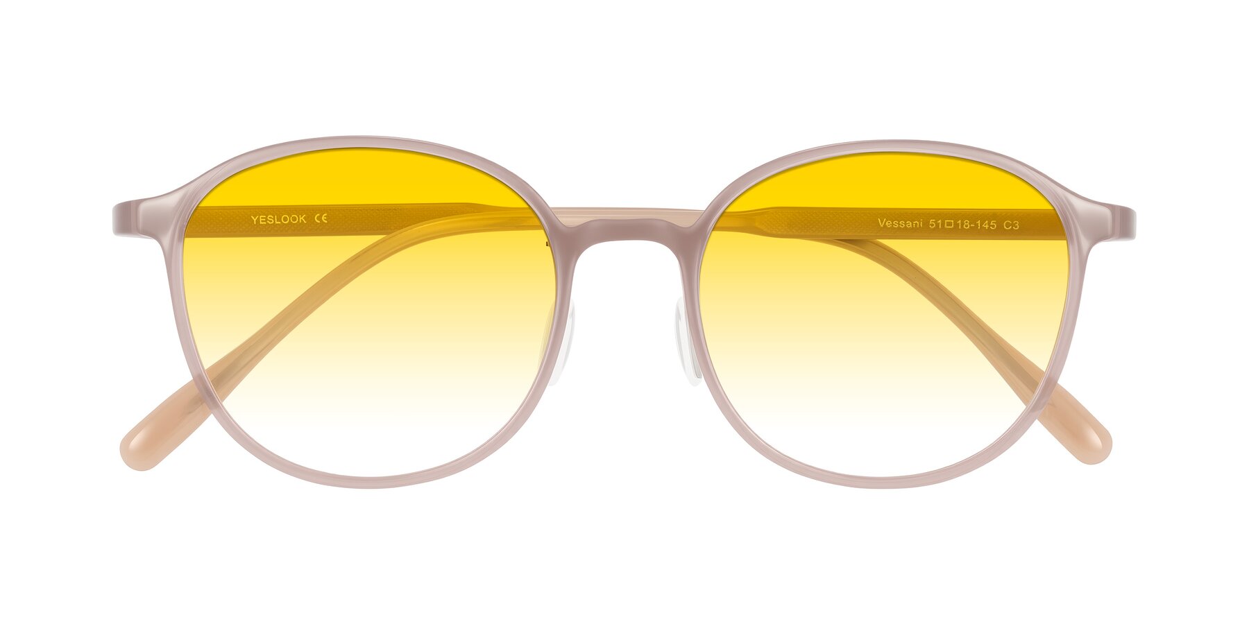 Folded Front of Vessani in Pastel Brown with Yellow Gradient Lenses