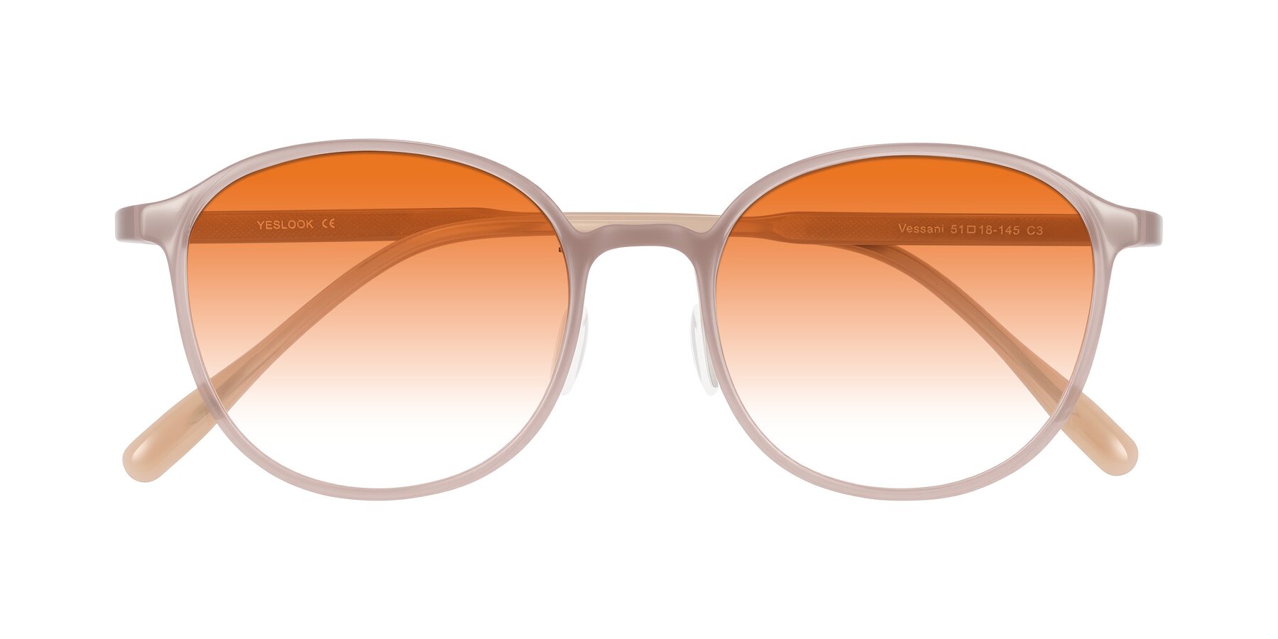 Folded Front of Vessani in Pastel Brown with Orange Gradient Lenses