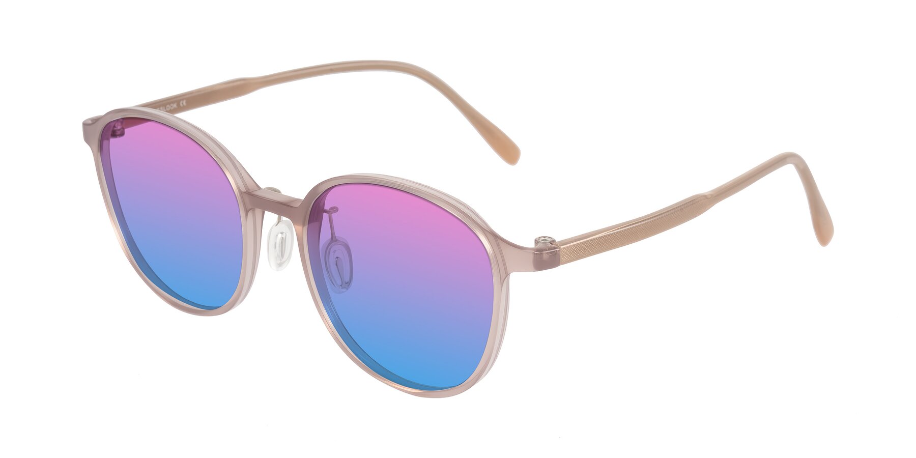 Angle of Vessani in Pastel Brown with Pink / Blue Gradient Lenses
