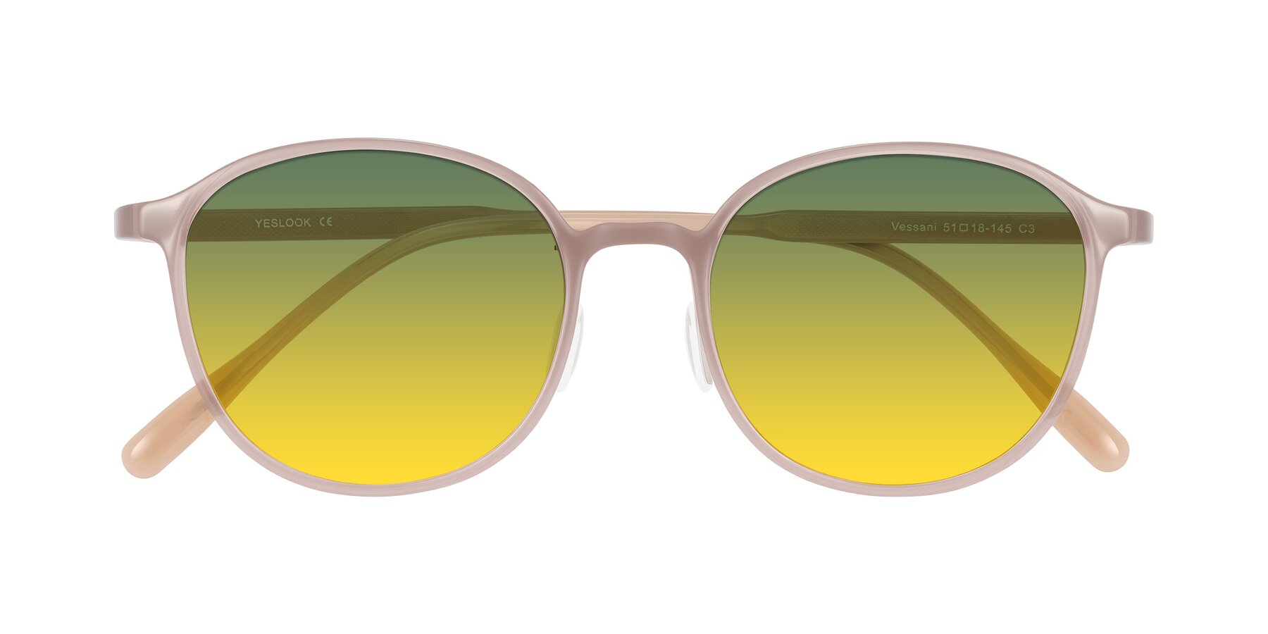 Folded Front of Vessani in Pastel Brown with Green / Yellow Gradient Lenses