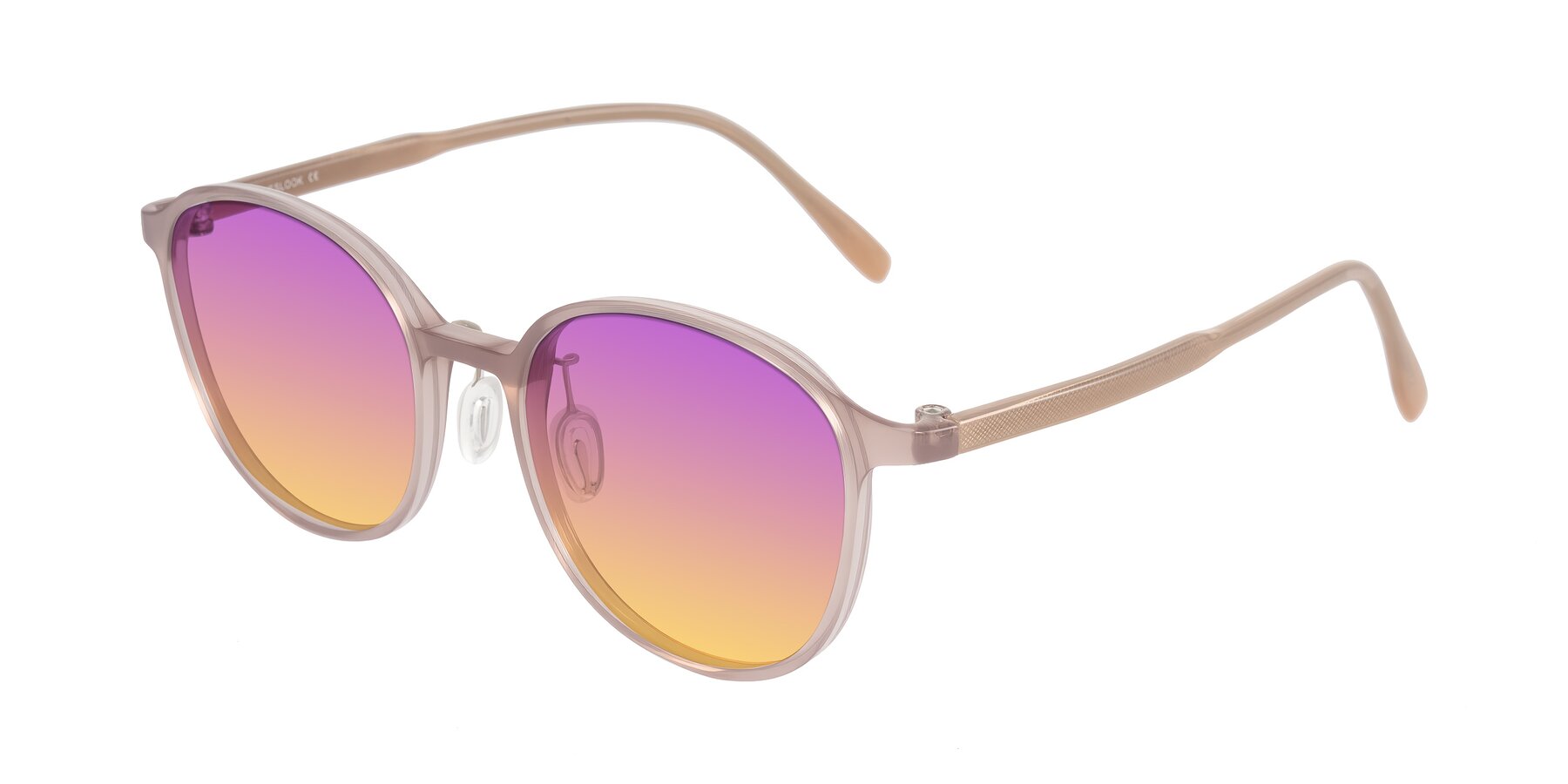 Angle of Vessani in Pastel Brown with Purple / Yellow Gradient Lenses