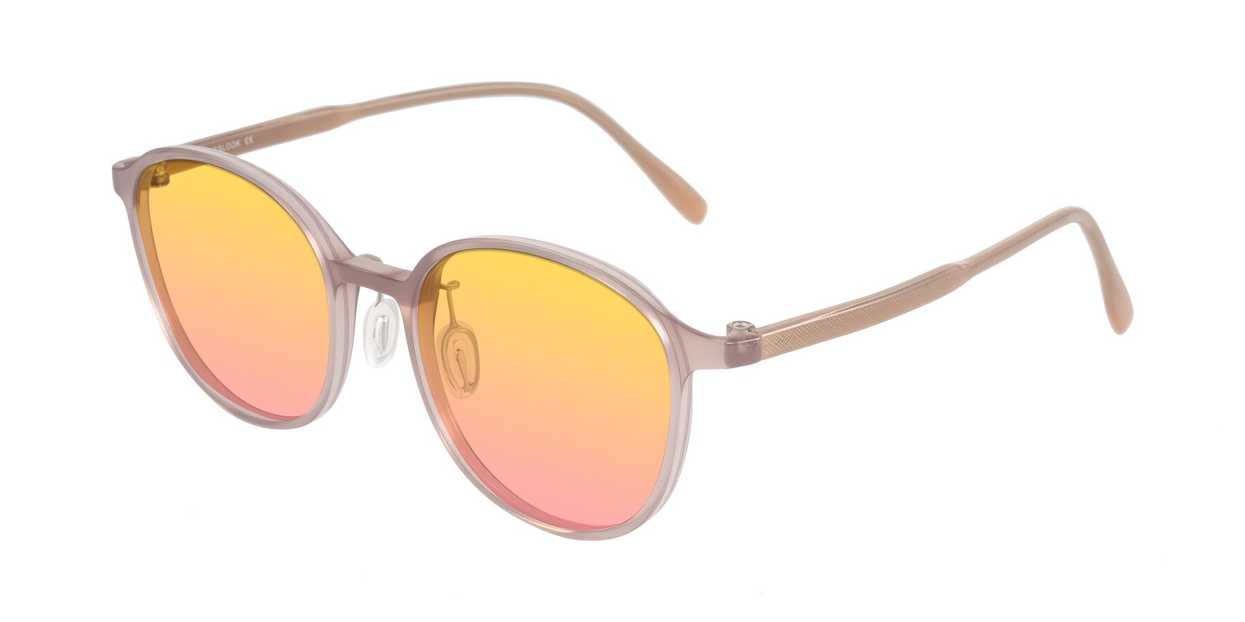 Angle of Vessani in Pastel Brown with Yellow / Pink Gradient Lenses