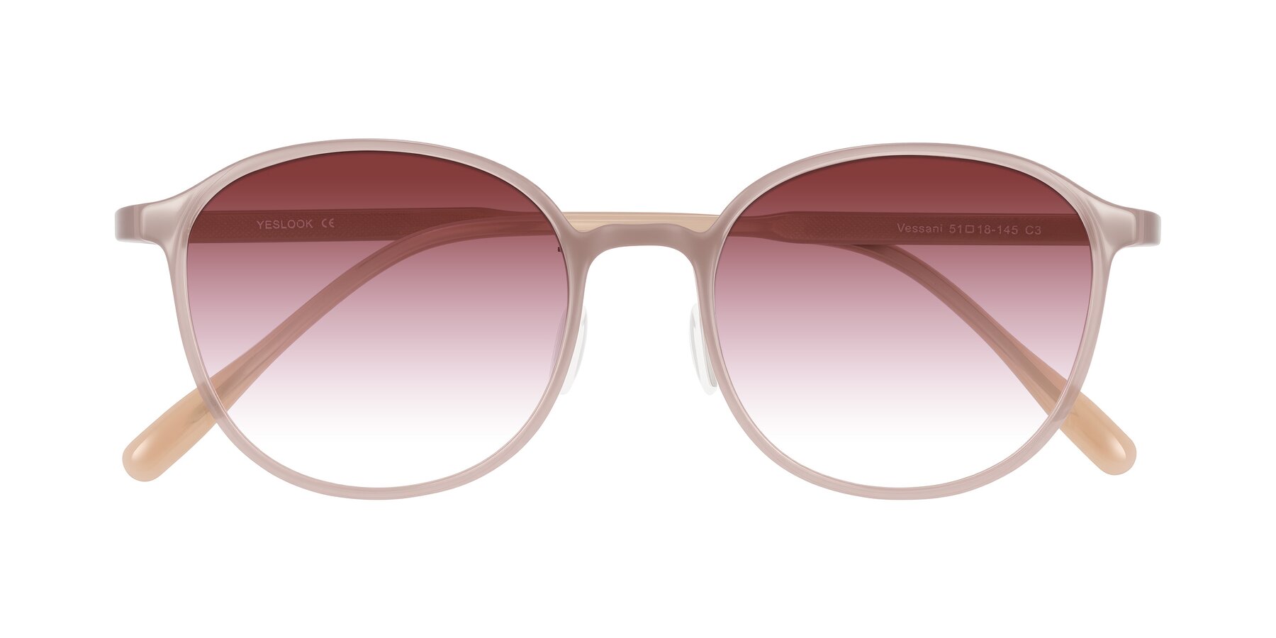 Folded Front of Vessani in Pastel Brown with Garnet Gradient Lenses