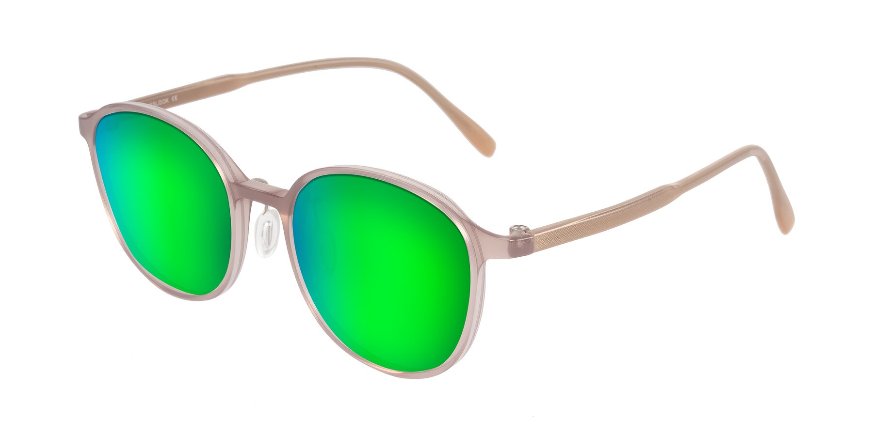 Angle of Vessani in Pastel Brown with Green Mirrored Lenses