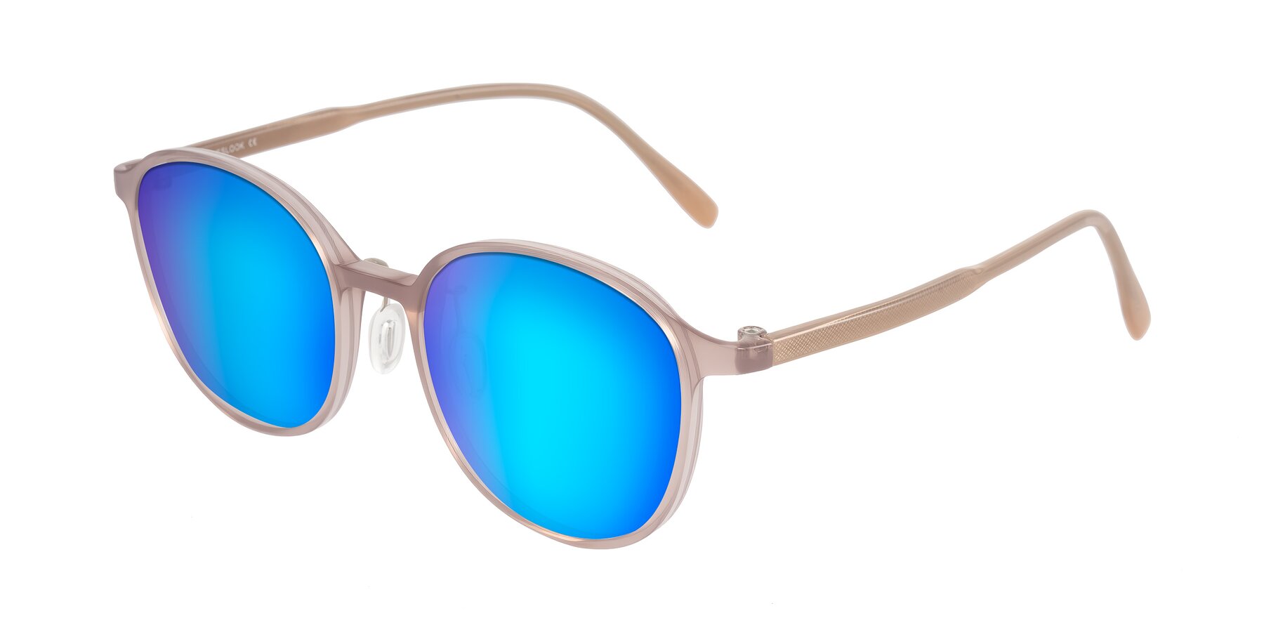 Angle of Vessani in Pastel Brown with Blue Mirrored Lenses