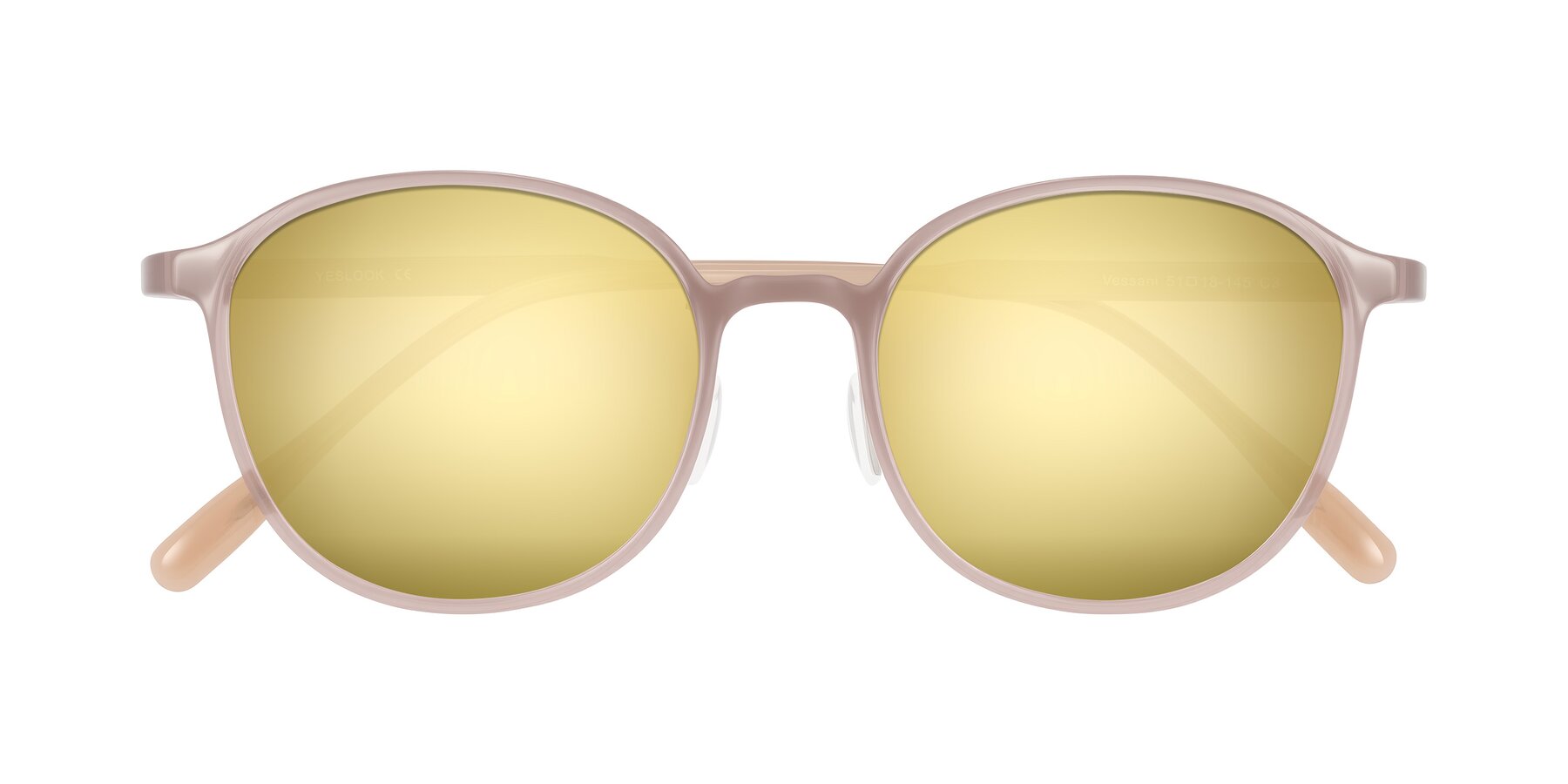 Folded Front of Vessani in Pastel Brown with Gold Mirrored Lenses