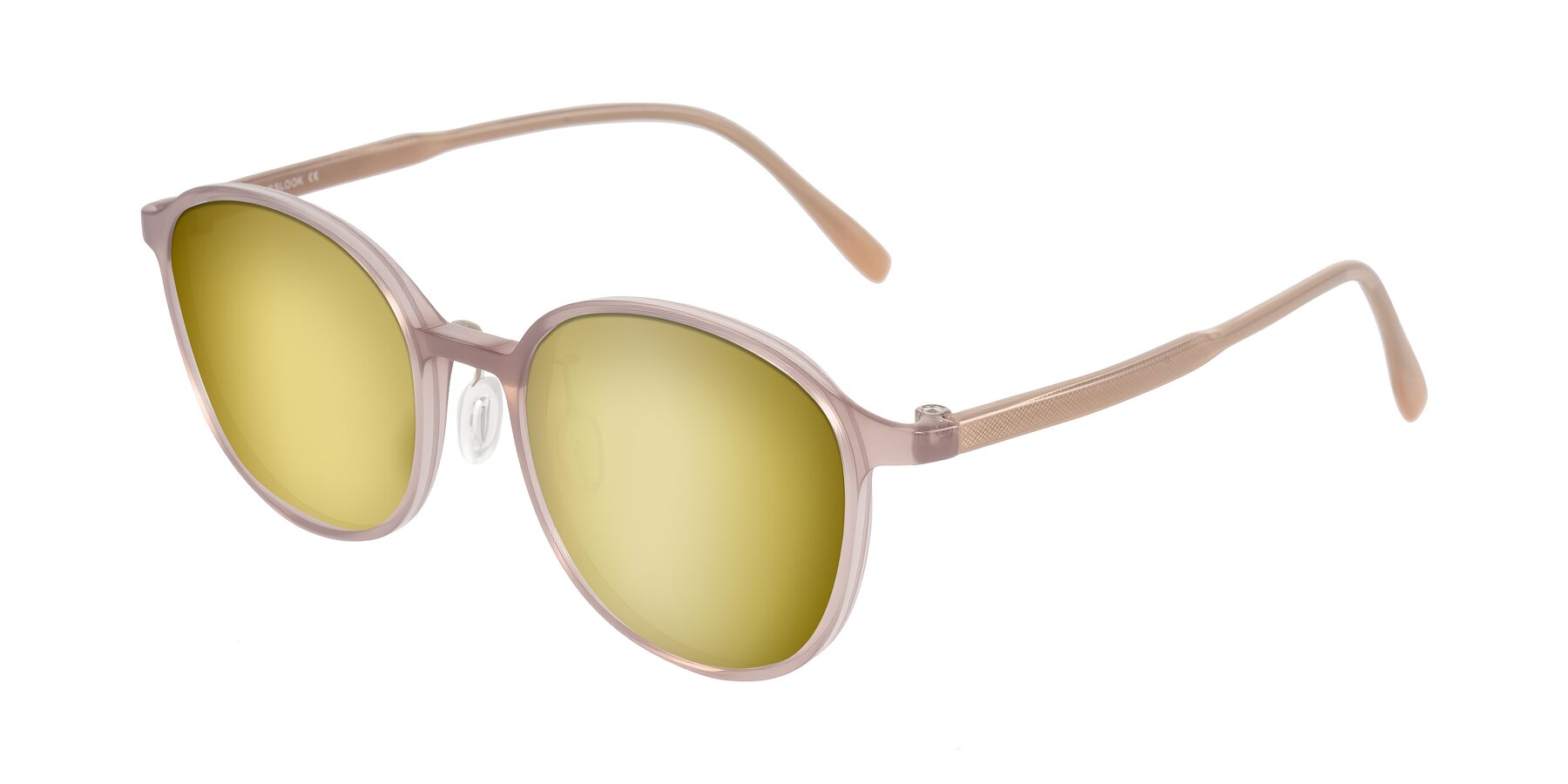 Angle of Vessani in Pastel Brown with Gold Mirrored Lenses