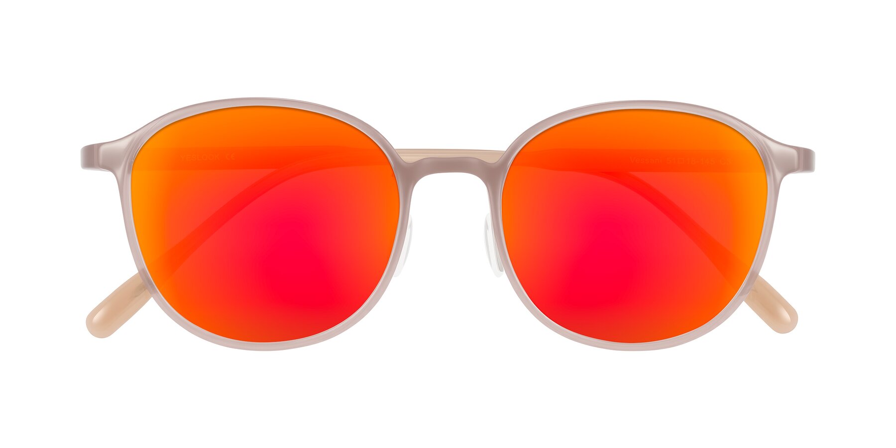 Folded Front of Vessani in Pastel Brown with Red Gold Mirrored Lenses