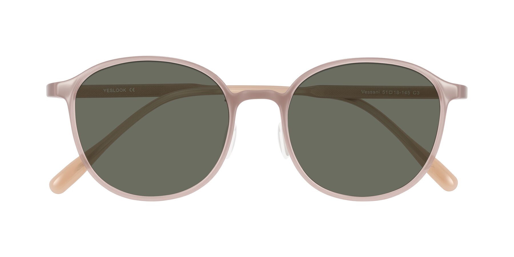 Folded Front of Vessani in Pastel Brown with Gray Polarized Lenses