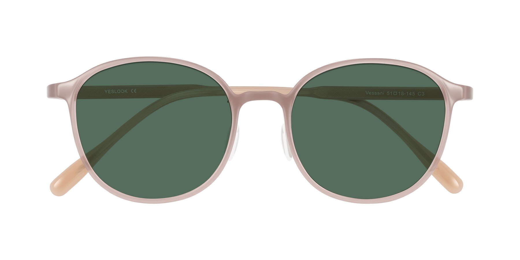 Folded Front of Vessani in Pastel Brown with Green Polarized Lenses