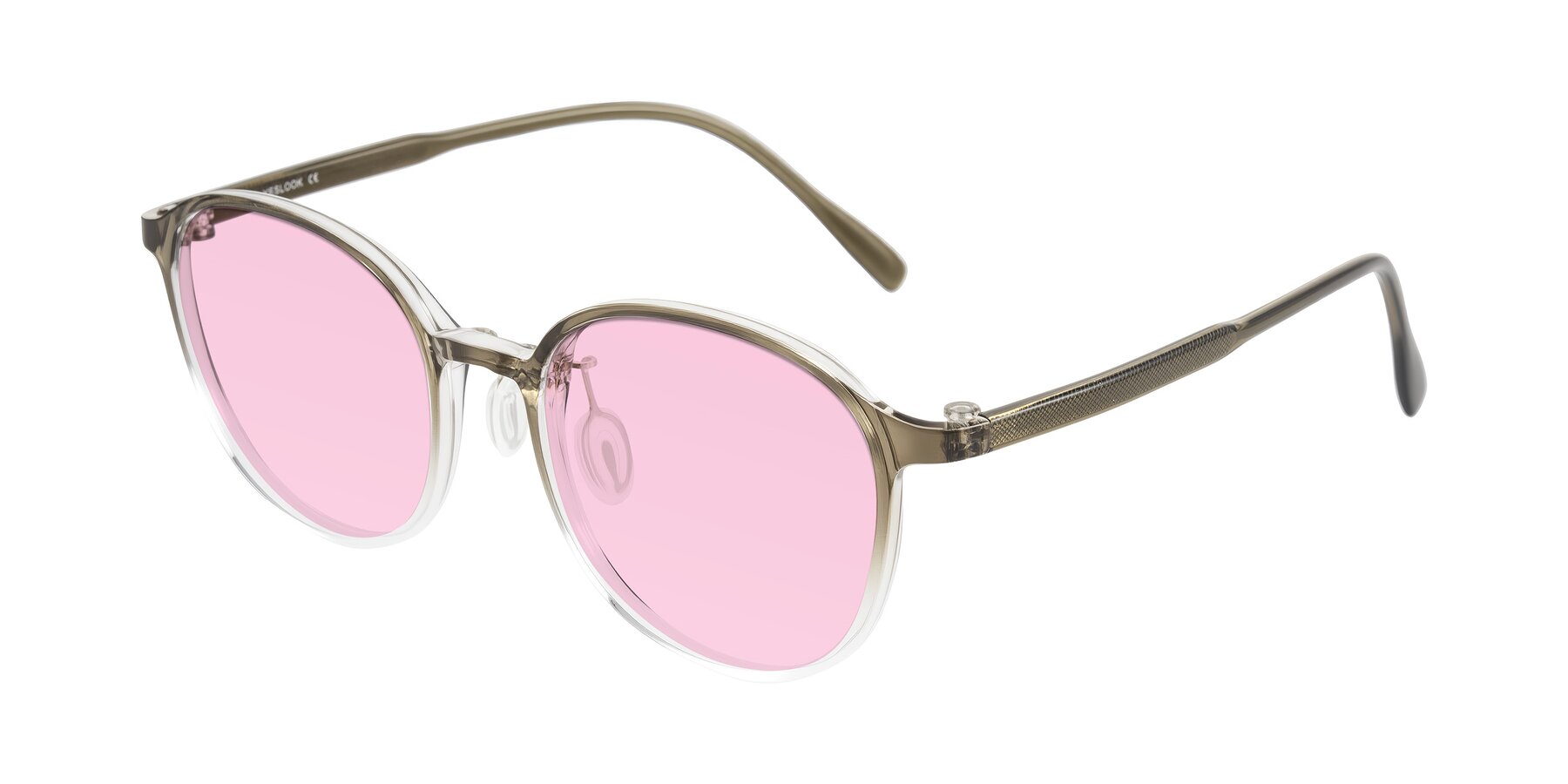 Angle of Vessani in Brown/Clear with Light Pink Tinted Lenses