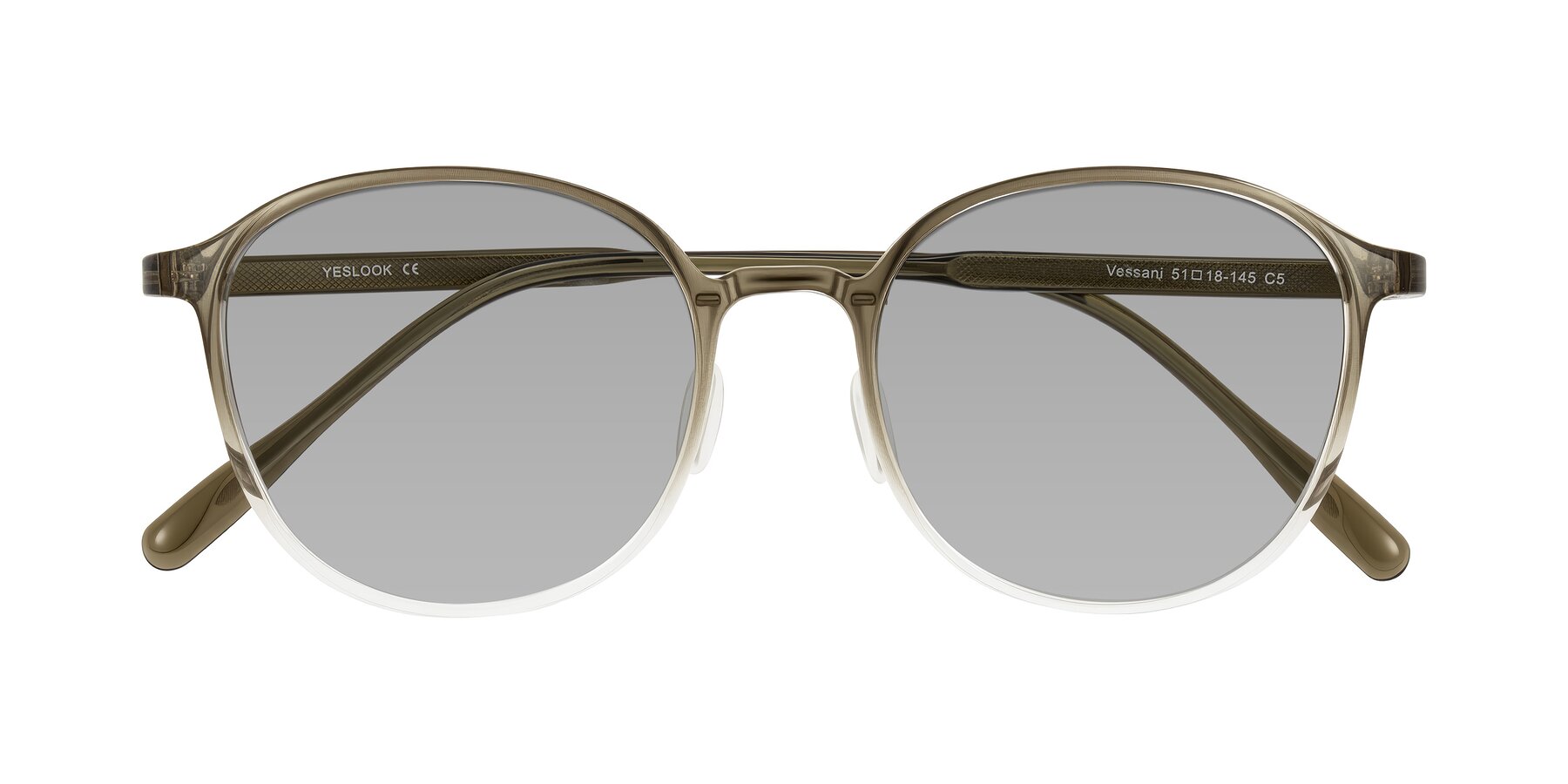 Folded Front of Vessani in Brown/Clear with Light Gray Tinted Lenses
