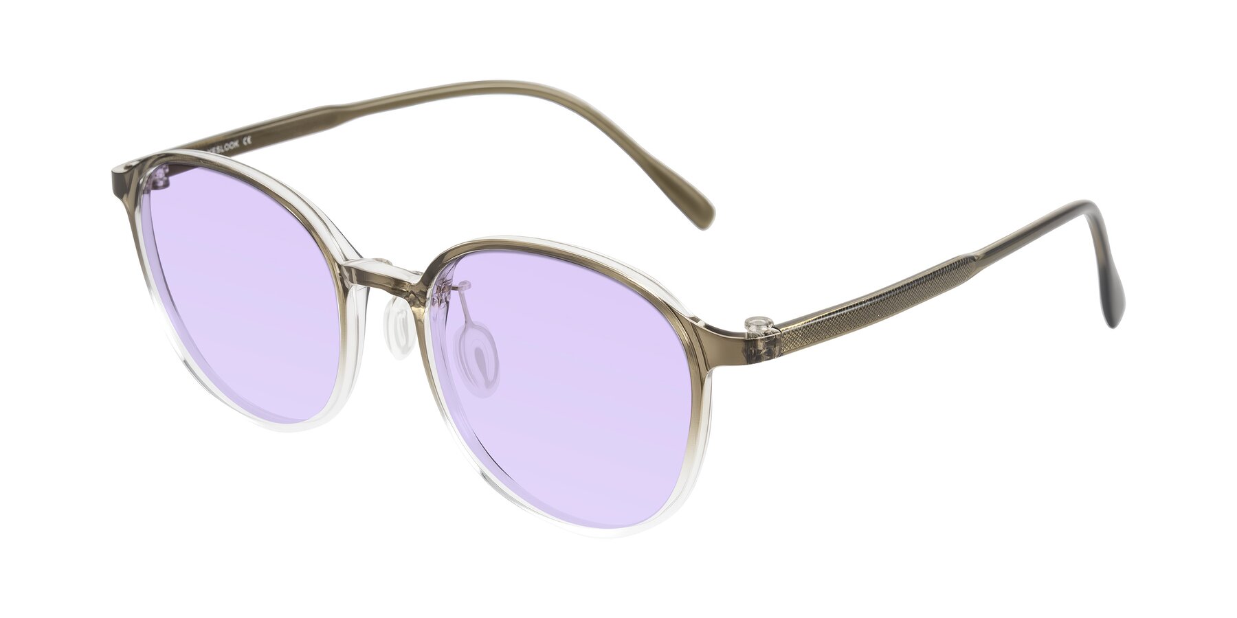 Angle of Vessani in Brown/Clear with Light Purple Tinted Lenses
