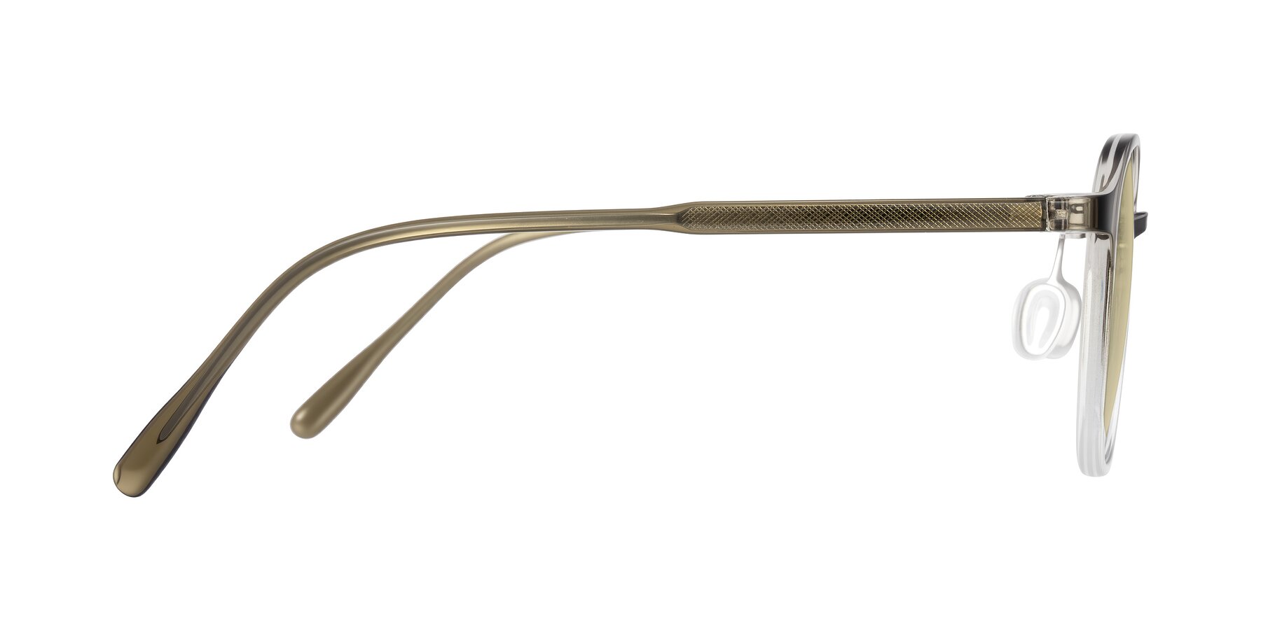 Side of Vessani in Brown/Clear with Light Champagne Tinted Lenses