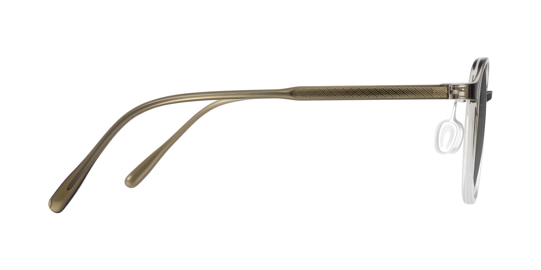Side of Vessani in Brown/Clear with Medium Gray Tinted Lenses