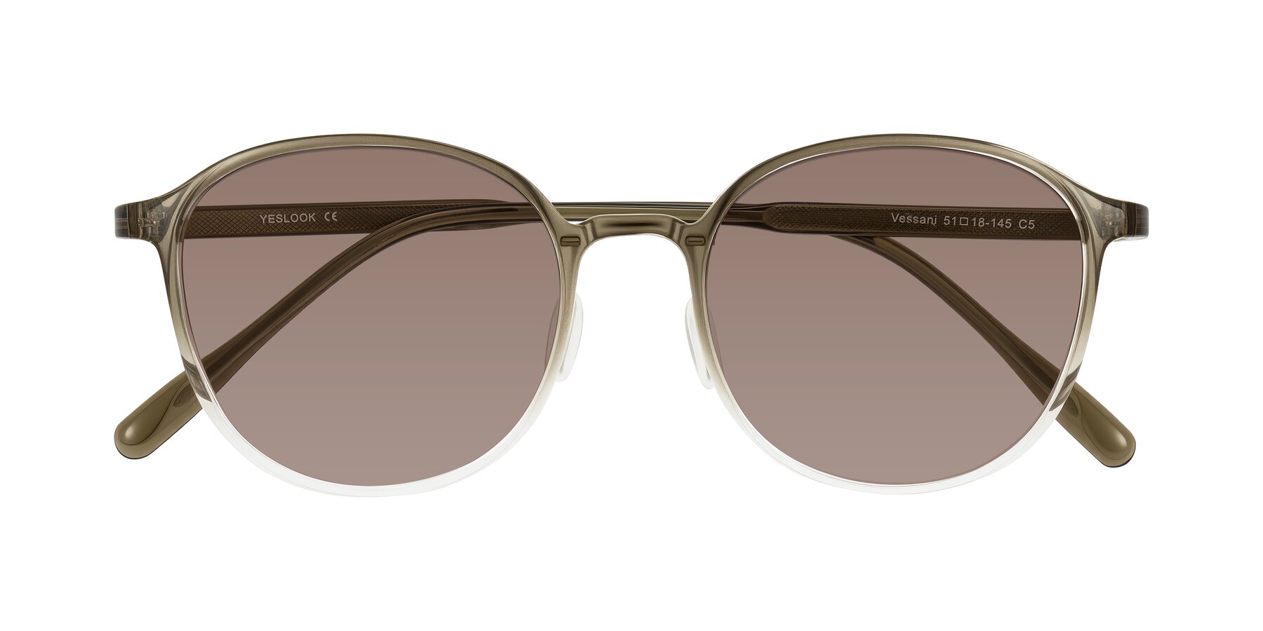 Folded Front of Vessani in Brown/Clear with Medium Brown Tinted Lenses