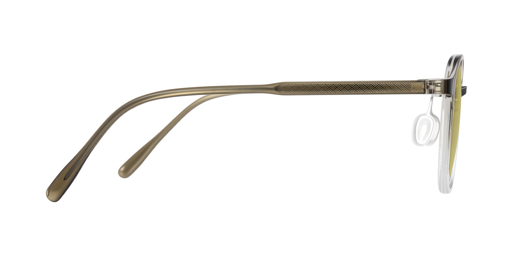 Side of Vessani in Brown/Clear with Medium Champagne Tinted Lenses