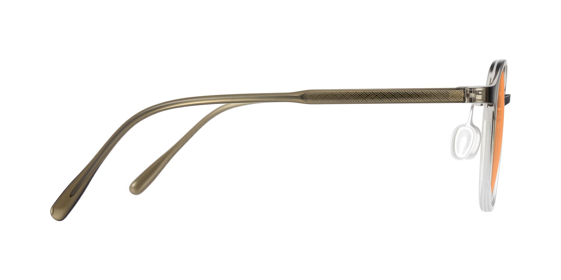 Side of Vessani in Brown/Clear with Medium Orange Tinted Lenses