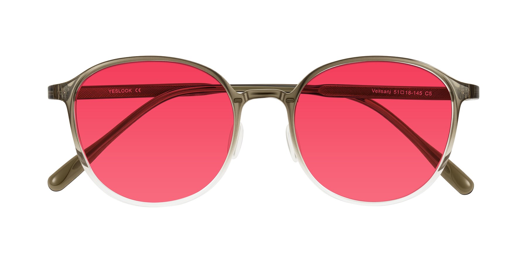 Folded Front of Vessani in Brown/Clear with Red Tinted Lenses
