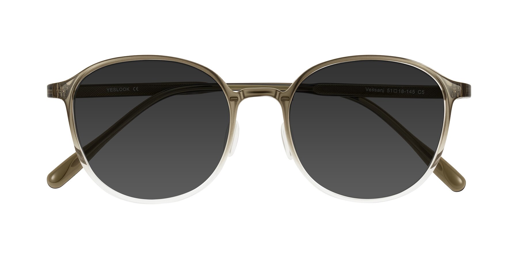 Folded Front of Vessani in Brown/Clear with Gray Tinted Lenses
