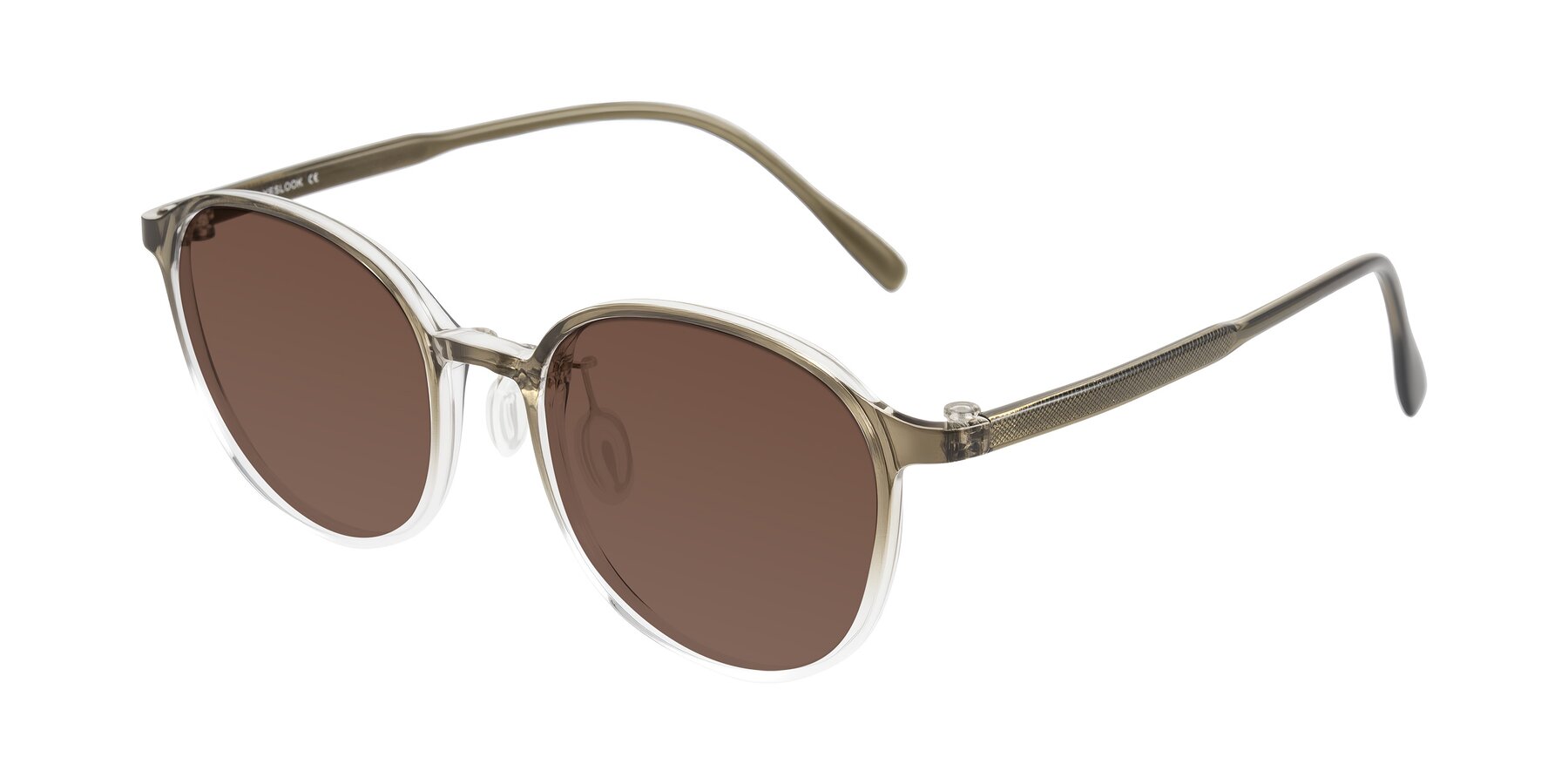 Angle of Vessani in Brown/Clear with Brown Tinted Lenses