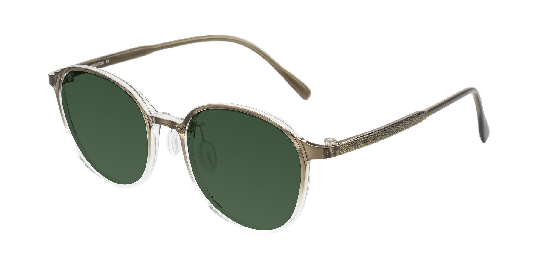Angle of Vessani in Brown/Clear with Green Tinted Lenses