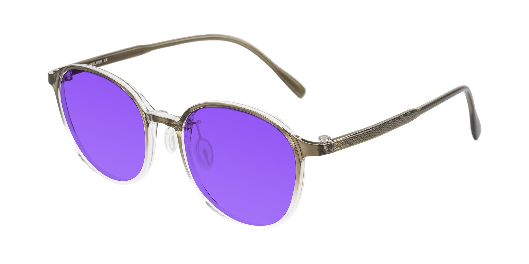 Angle of Vessani in Brown/Clear with Purple Tinted Lenses