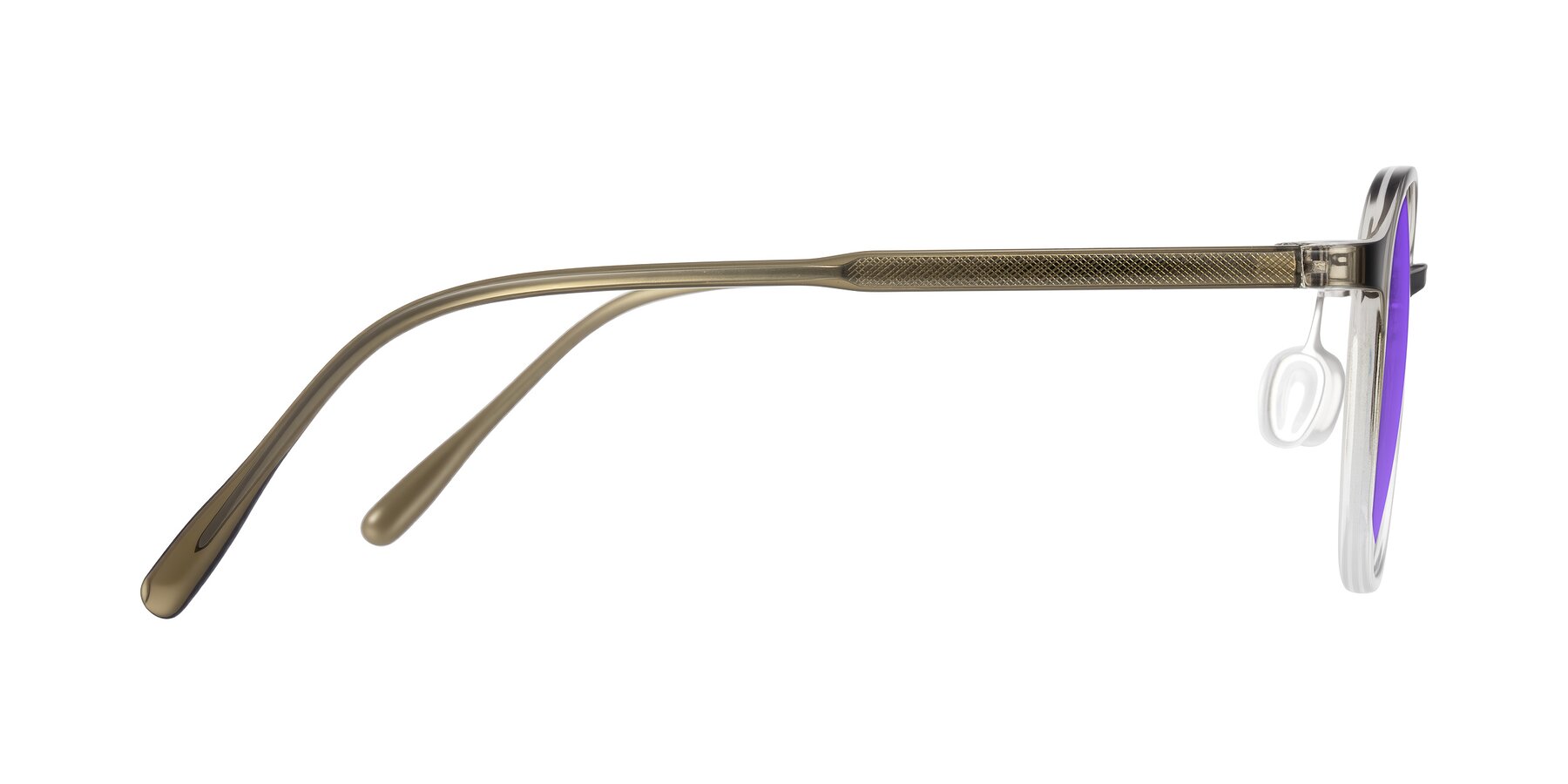 Side of Vessani in Brown/Clear with Purple Tinted Lenses