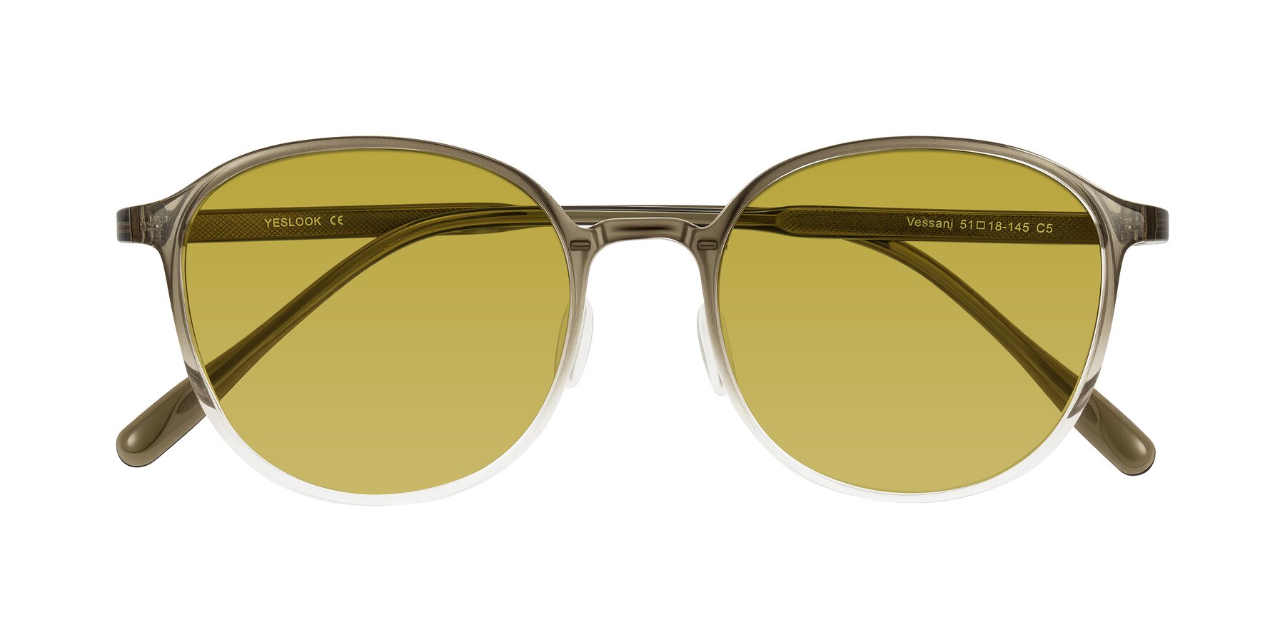 Folded Front of Vessani in Brown/Clear with Champagne Tinted Lenses