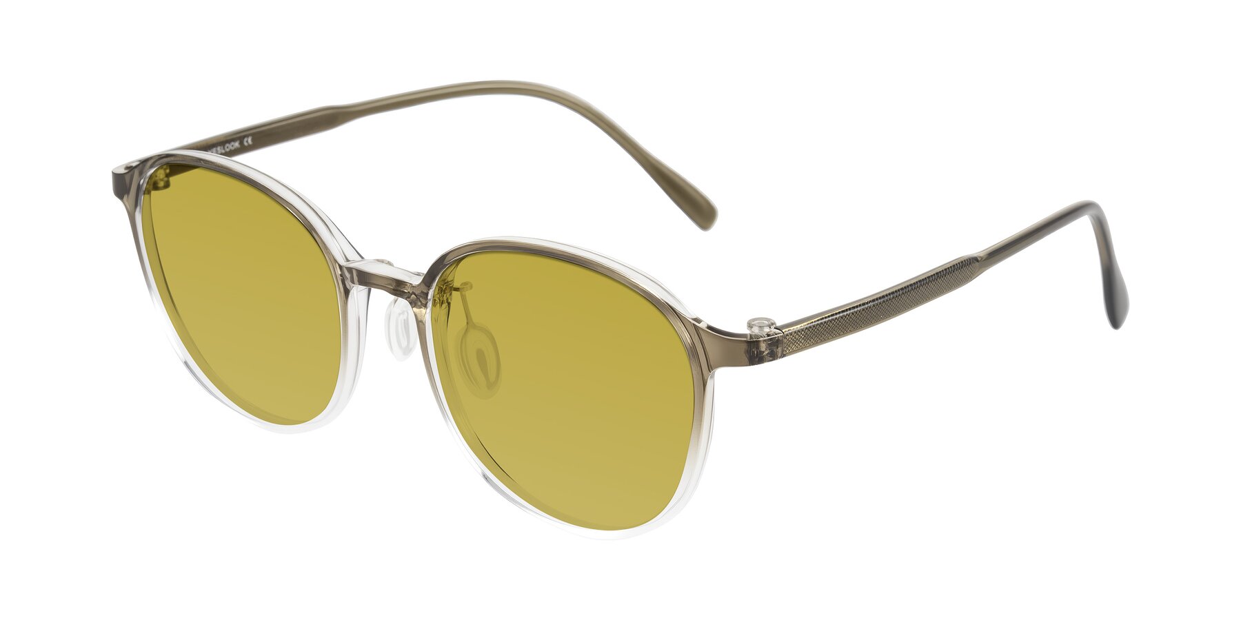 Angle of Vessani in Brown/Clear with Champagne Tinted Lenses