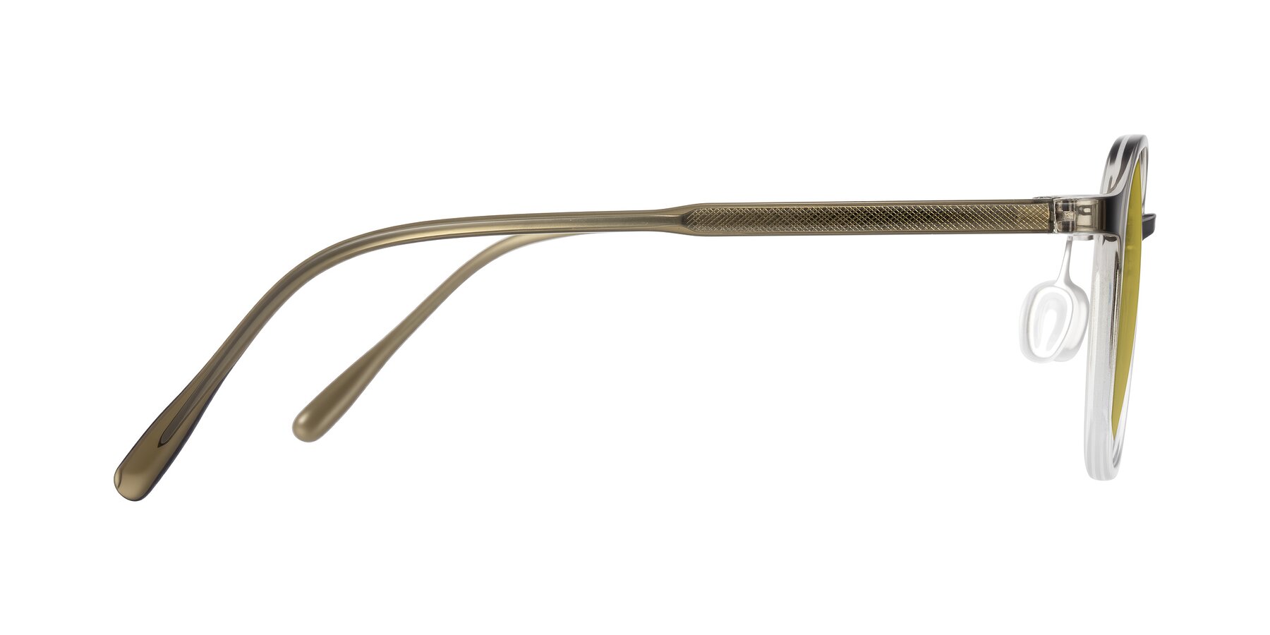 Side of Vessani in Brown/Clear with Champagne Tinted Lenses