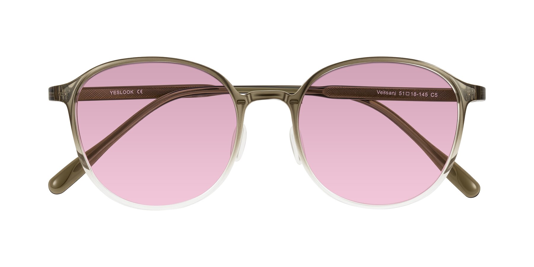 Folded Front of Vessani in Brown/Clear with Light Wine Tinted Lenses