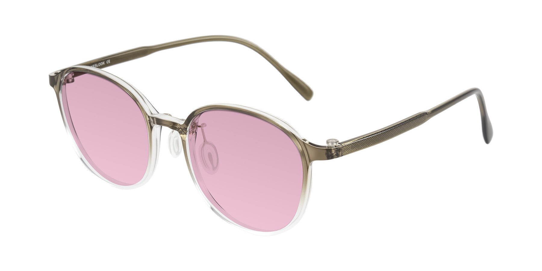Angle of Vessani in Brown/Clear with Light Wine Tinted Lenses