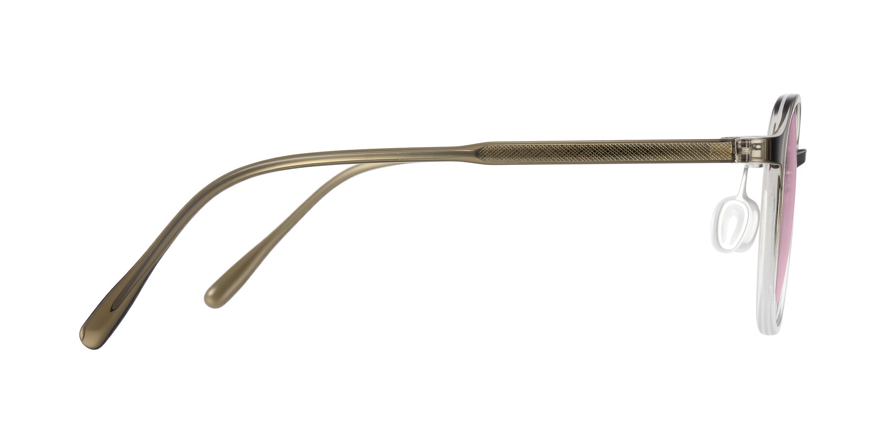 Side of Vessani in Brown/Clear with Light Wine Tinted Lenses