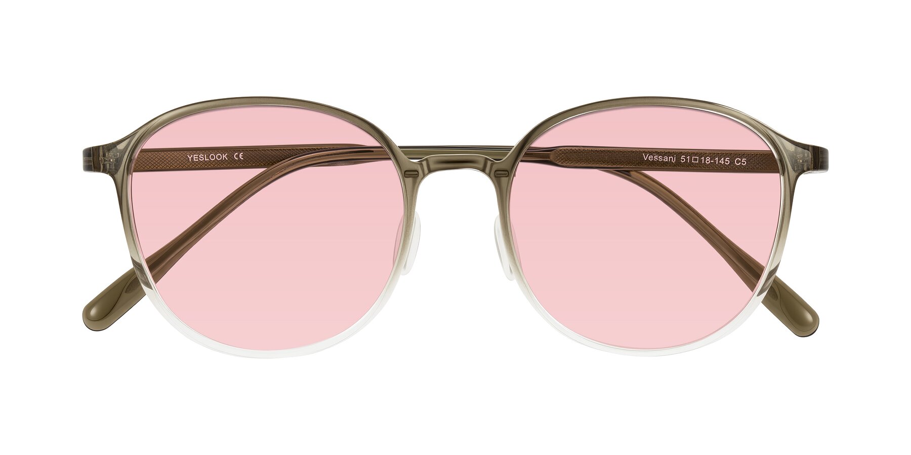 Folded Front of Vessani in Brown/Clear with Light Garnet Tinted Lenses