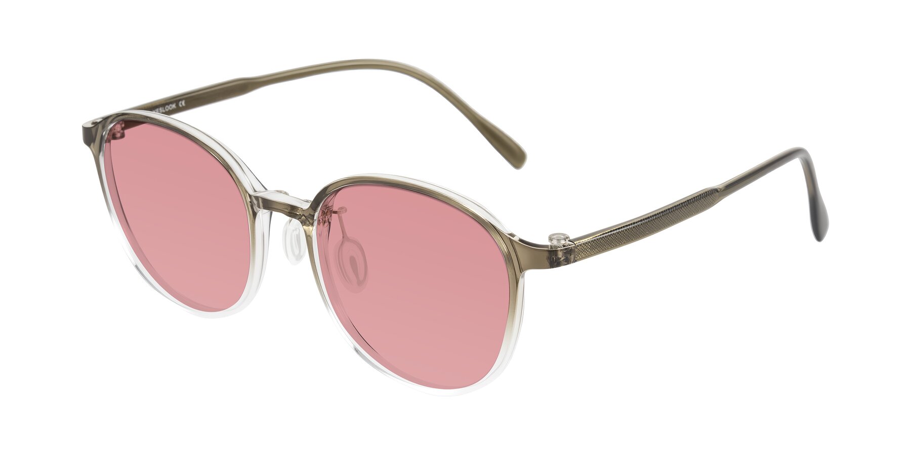 Angle of Vessani in Brown/Clear with Medium Garnet Tinted Lenses