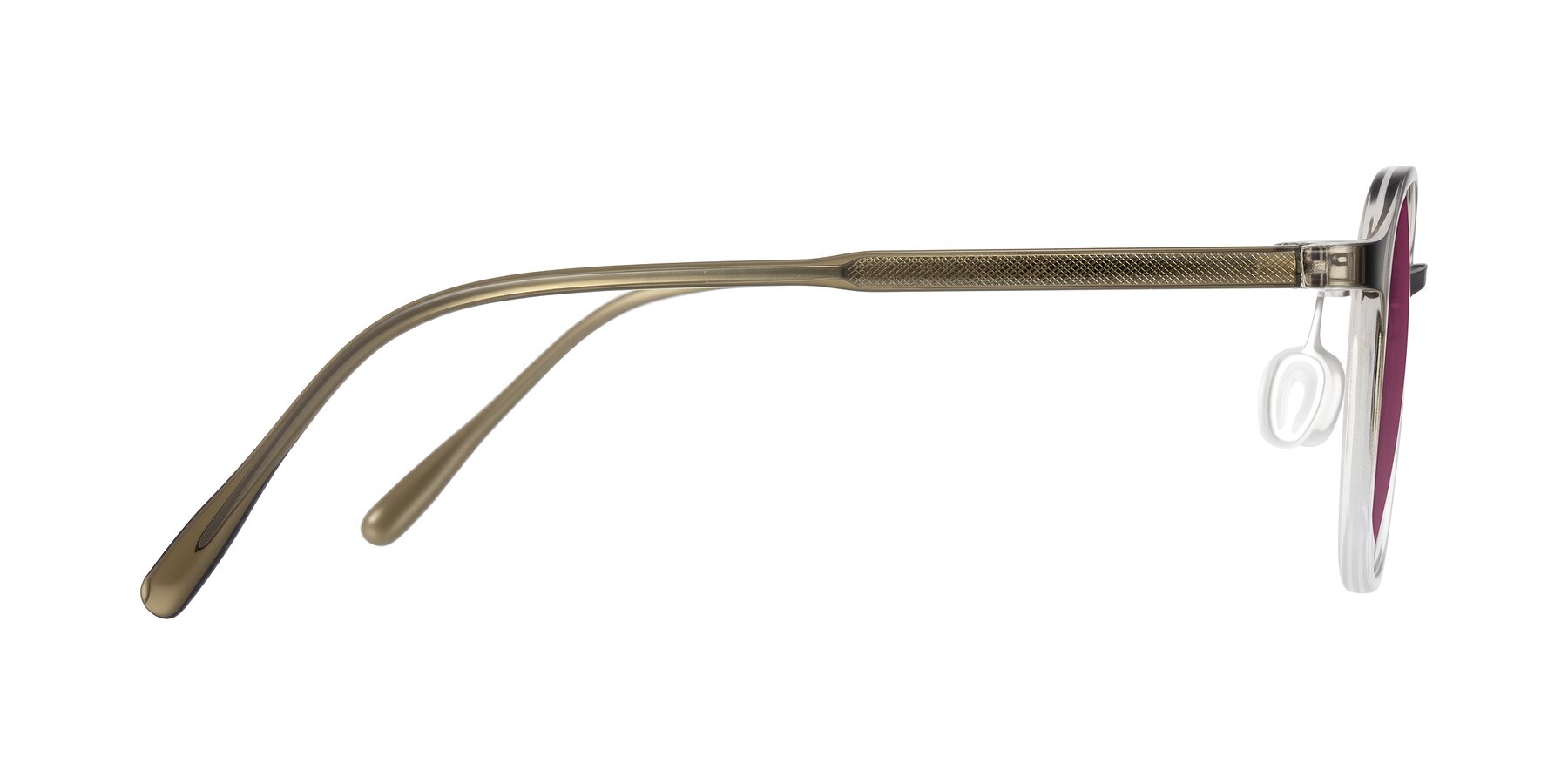 Side of Vessani in Brown/Clear with Wine Tinted Lenses