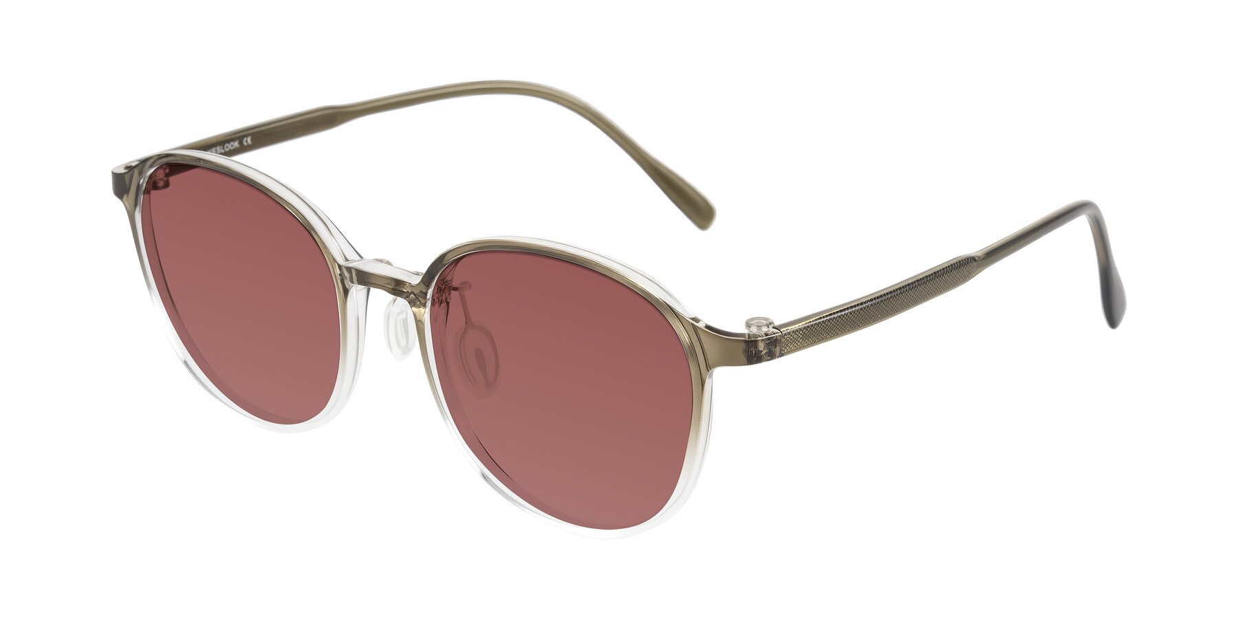 Angle of Vessani in Brown/Clear with Garnet Tinted Lenses