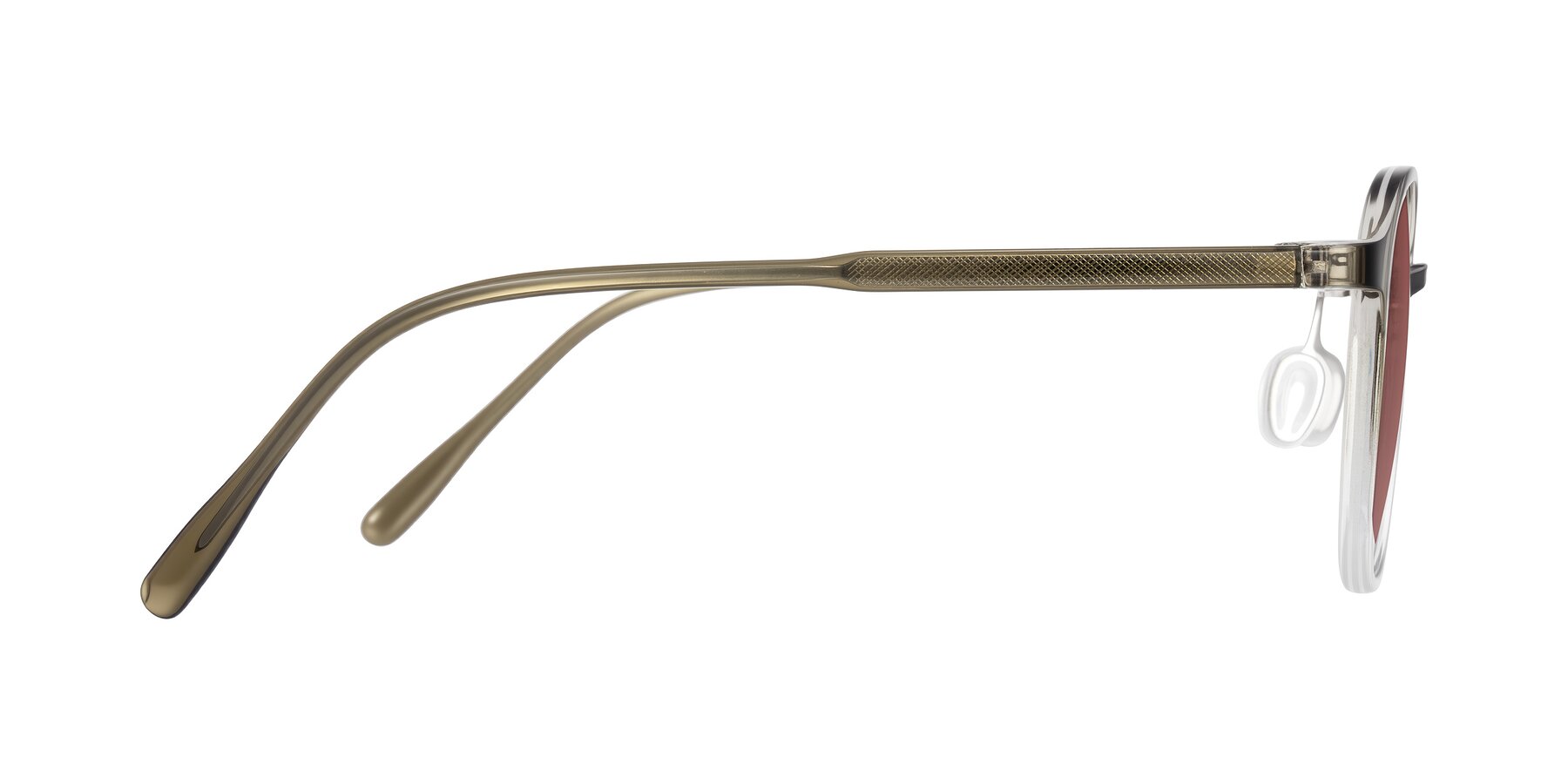 Side of Vessani in Brown/Clear with Garnet Tinted Lenses