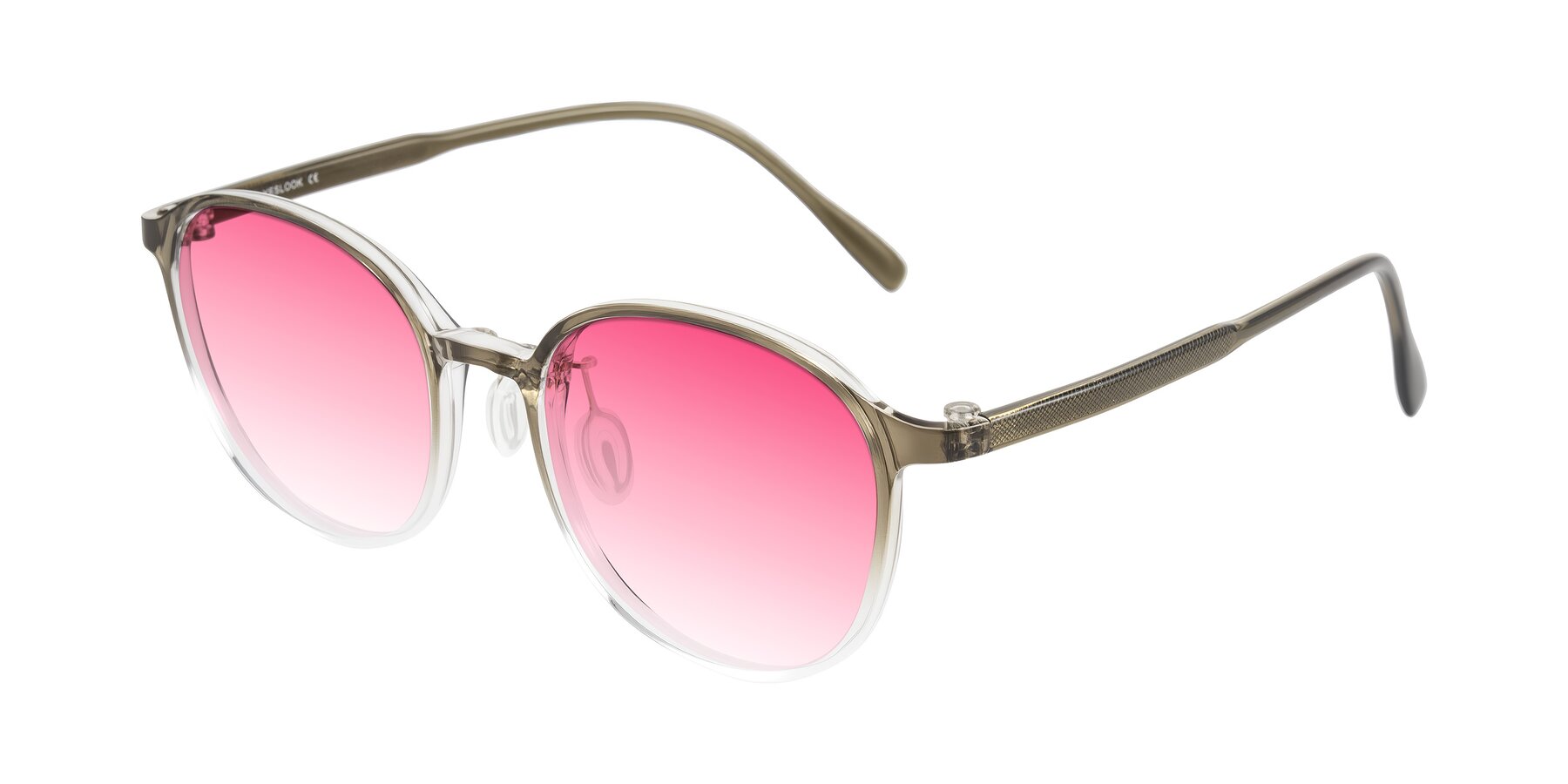 Angle of Vessani in Brown/Clear with Pink Gradient Lenses