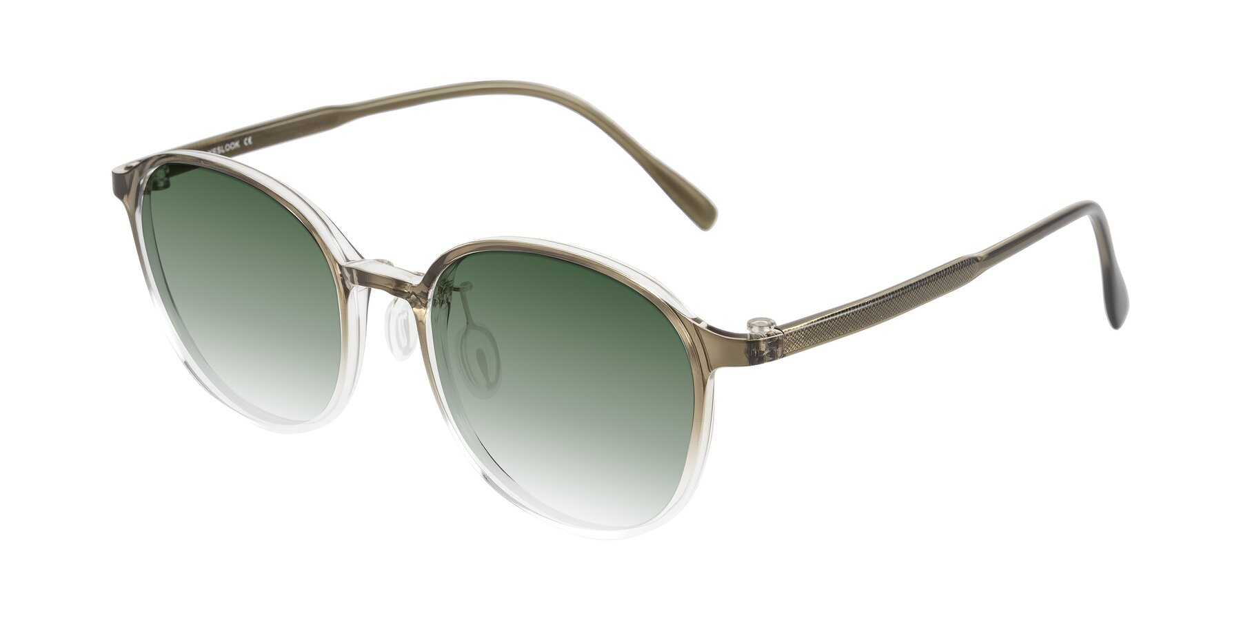 Angle of Vessani in Brown/Clear with Green Gradient Lenses