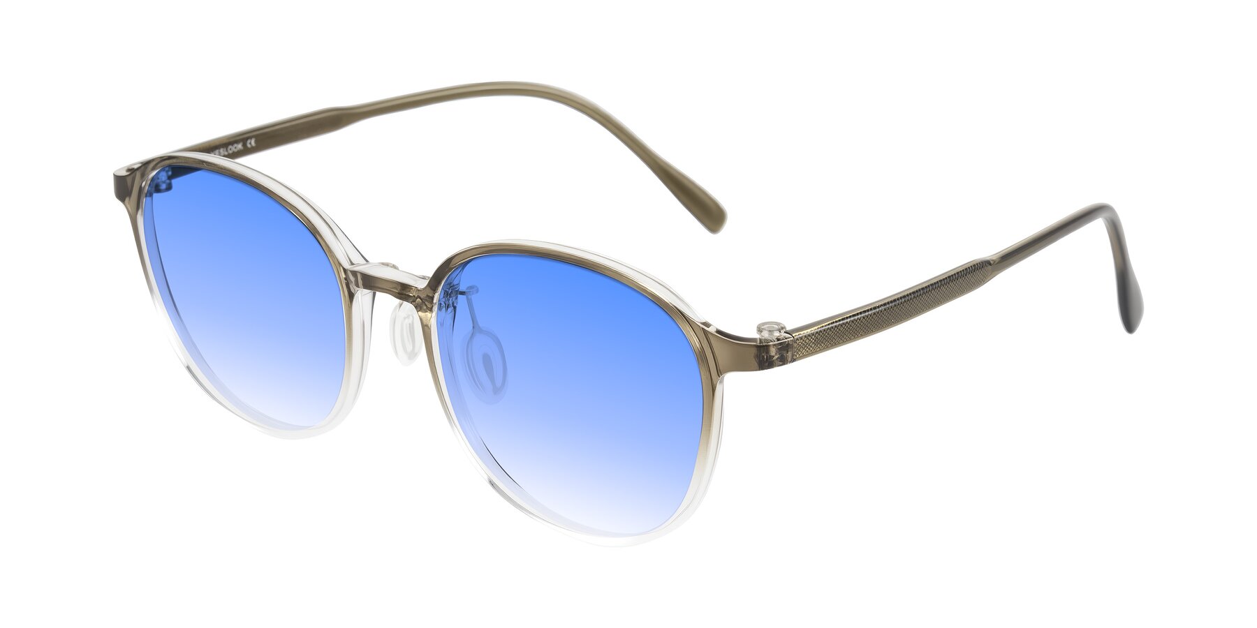 Angle of Vessani in Brown/Clear with Blue Gradient Lenses